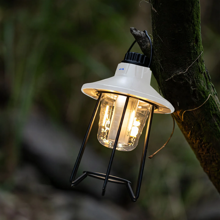 LED camping lamp, rechargeable, retro design