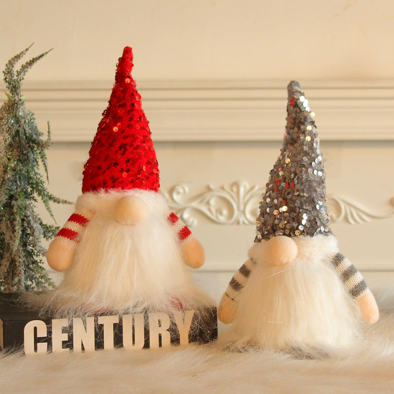 Illuminated Christmas Elf Figure with Sequins