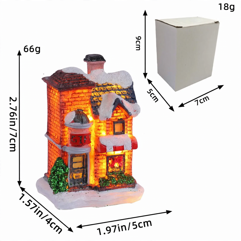 Illuminated houses made of resin for Christmas decoration