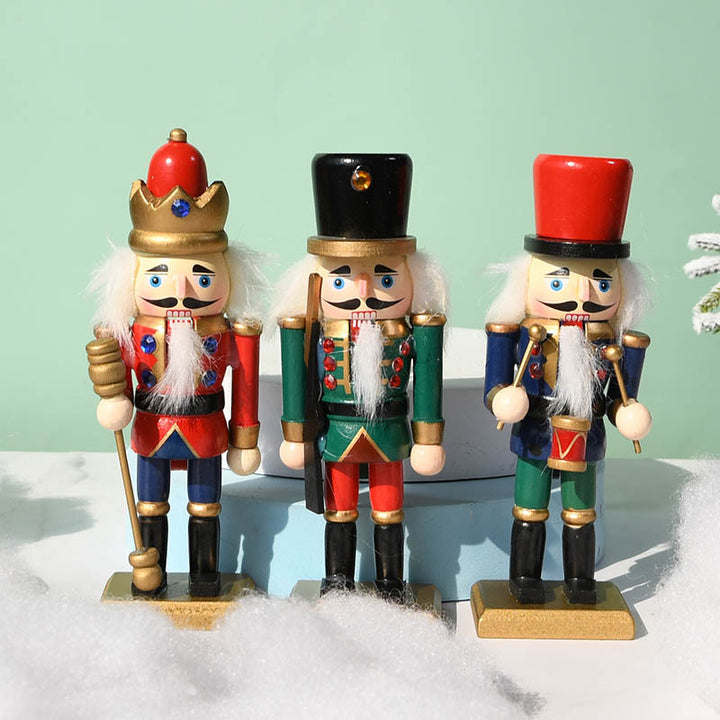3-piece set wooden nutcracker soldiers, 15 cm
