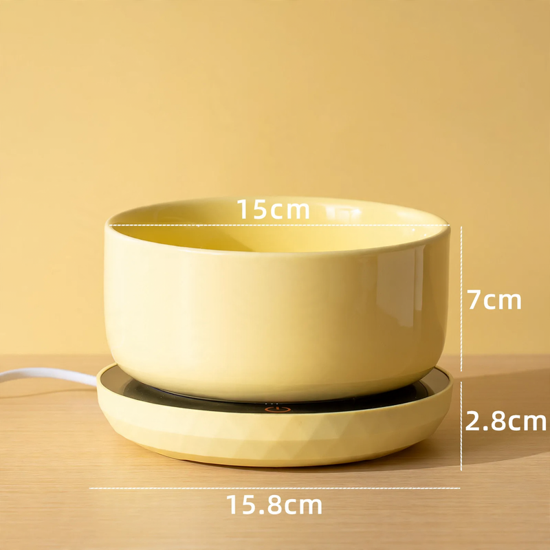 Heated ceramic bowl with heating mat