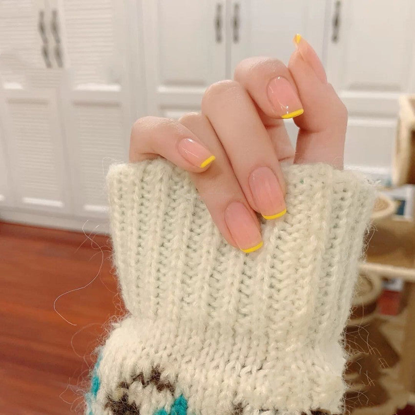 Glossy French Tip Press-On Nail Set