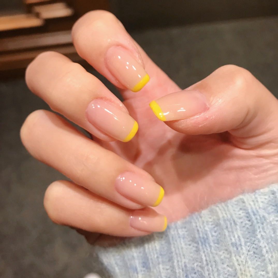 Glossy French Tip Press-On Nail Set