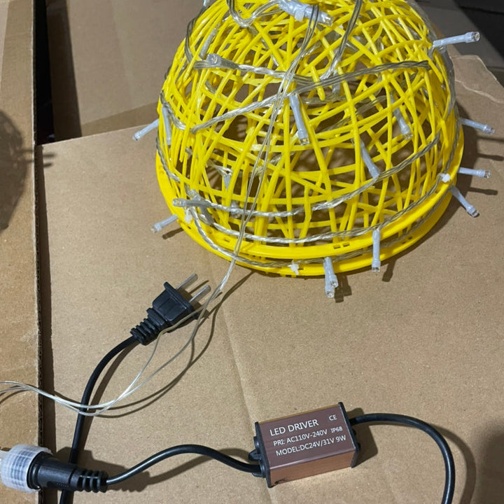 Modern Art Deco Solar Waterproof Weaving Ball Hanging PVC Plastic LED Outdoor Light Landscape Lighting For Garden | Kalsten