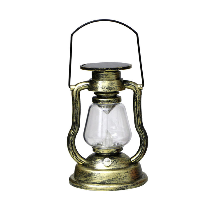 Vintage Style Solar LED Hurricane Lantern With Glass Chimney And Metal Handle Kalsten