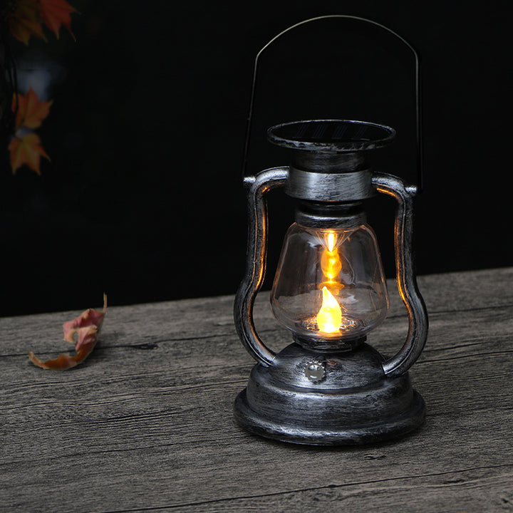 Antique-Inspired Solar LED Lantern With Glass Globe And Metal Handle Kalsten