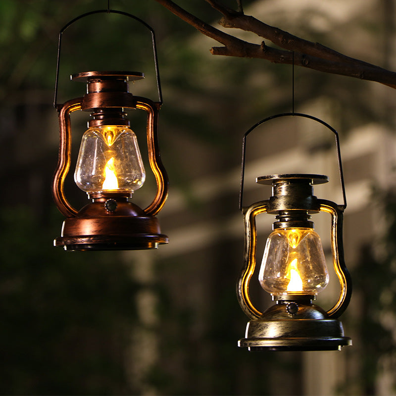 Antique-Inspired Solar LED Lantern With Glass Globe And Metal Handle Kalsten