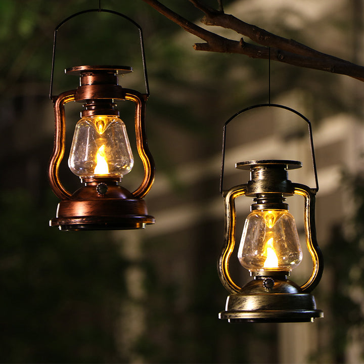 Antique-Inspired Solar LED Lantern With Glass Globe And Metal Handle Kalsten