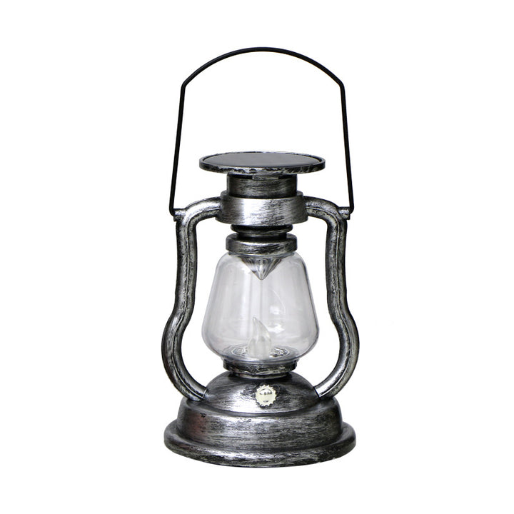 Vintage Style Solar LED Hurricane Lantern With Glass Chimney And Metal Handle Kalsten