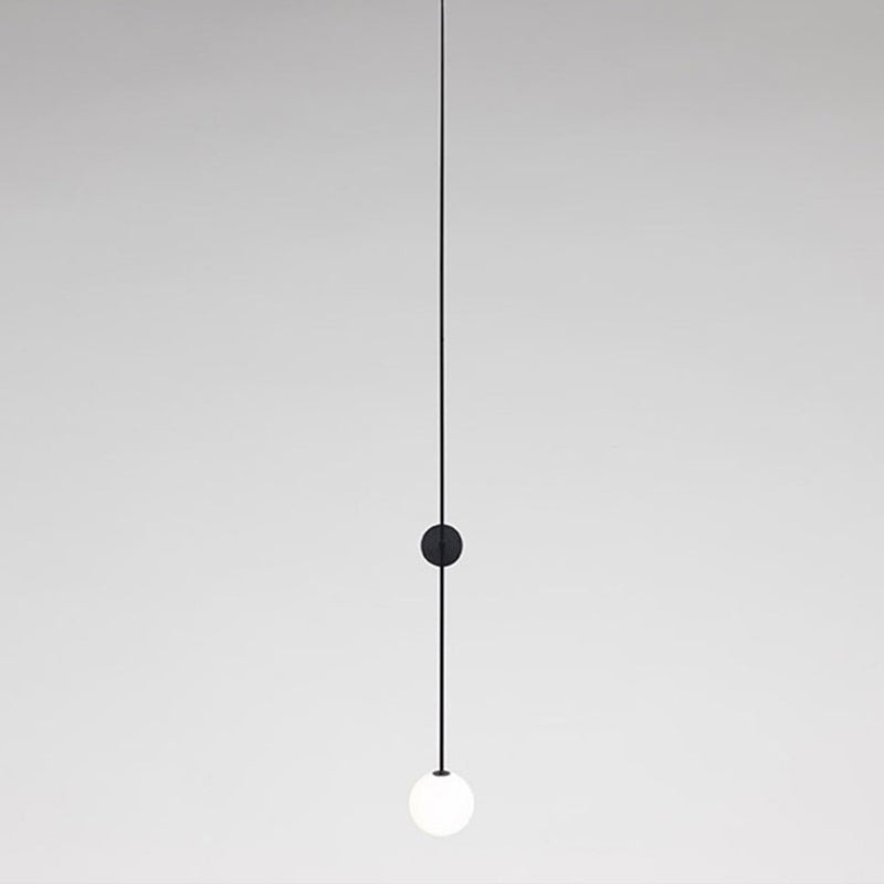 Orb Corridor Wall Light Fixture Milky Glass 1-Light Simple Wall Lamp Sconce with Pencil Arm | Kalsten