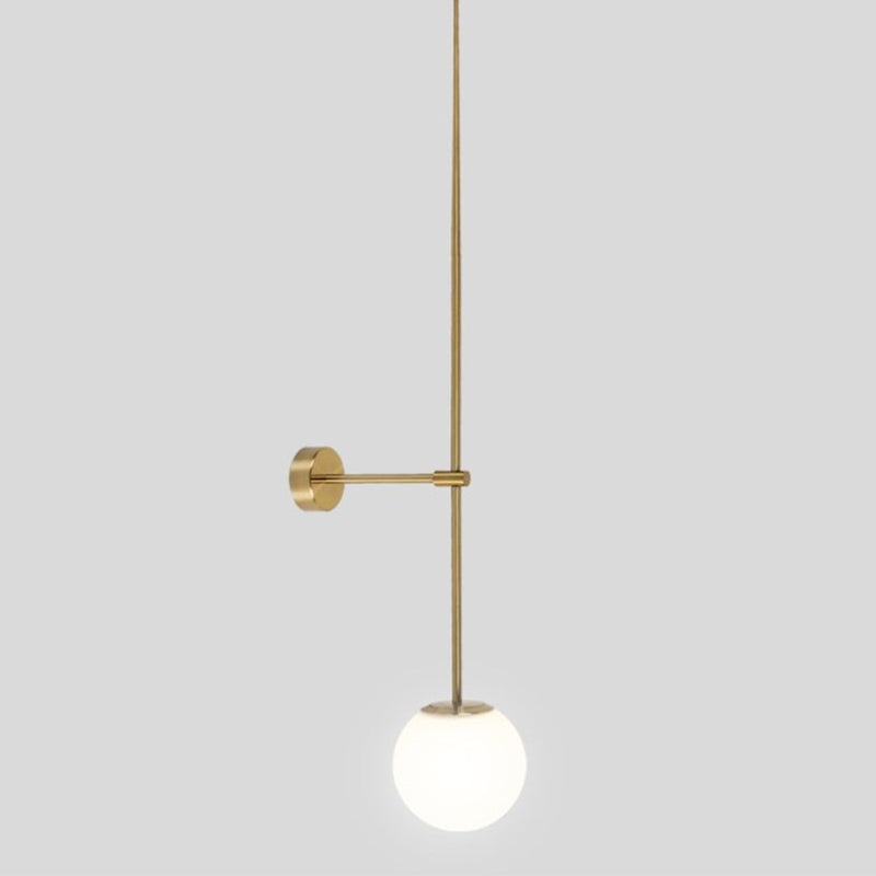 Orb Corridor Wall Light Fixture Milky Glass 1-Light Simple Wall Lamp Sconce with Pencil Arm | Kalsten