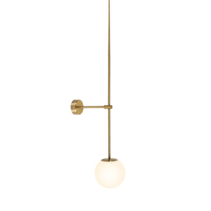 Orb Corridor Wall Light Fixture Milky Glass 1-Light Simple Wall Lamp Sconce with Pencil Arm | Kalsten