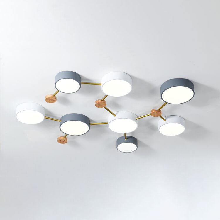 Flush Mount Ceiling Light Iron Solid Wood Acrylic 36W 23.6 in Gray Modern Hallway Living Room Bedroom Lighting | Kalsten