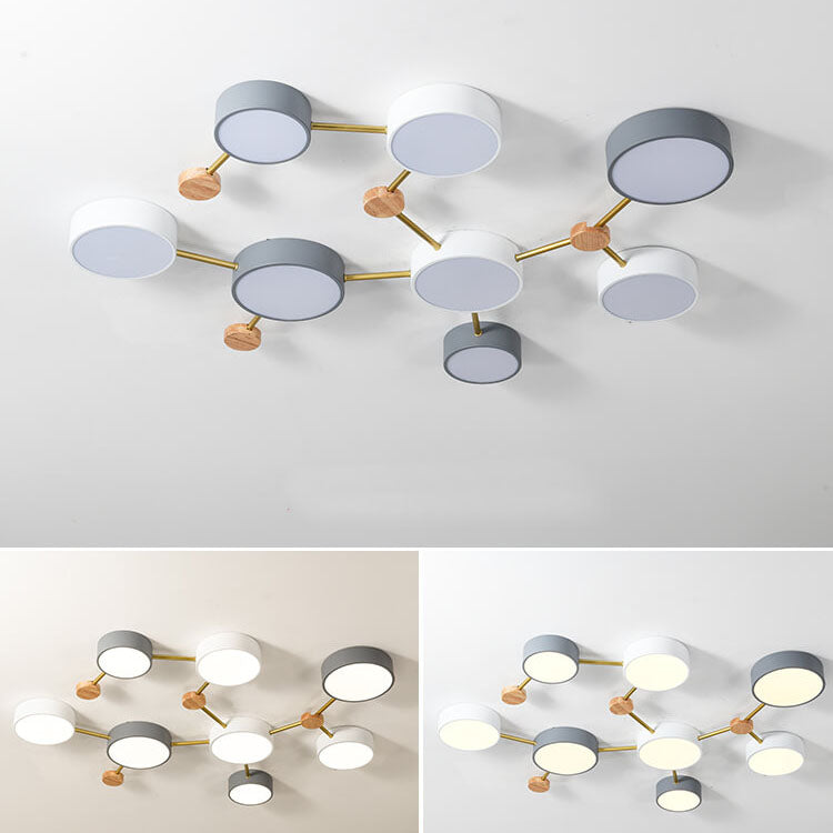 Flush Mount Ceiling Light Iron Solid Wood Acrylic 36W 23.6 in Gray Modern Hallway Living Room Bedroom Lighting | Kalsten
