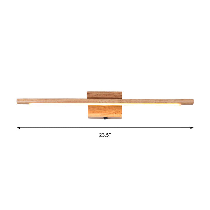 Slim Wood Vanity Sconce Lamp Modernist Led Beige Wall Mounted Light Fixture in White/Warm Light | Kalsten