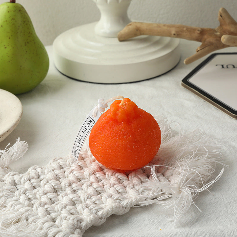 Decorative Realistic Lemon-Shaped Scented Soy Candle with Cotton Wick