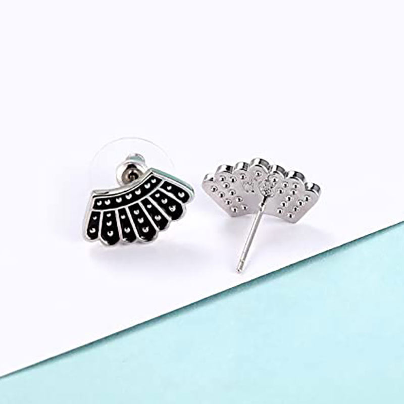 Elegant Gold and Black Fan-Shaped Earrings Kalsten