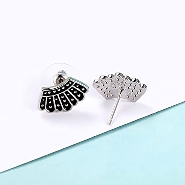 Elegant Gold and Black Fan-Shaped Earrings Kalsten