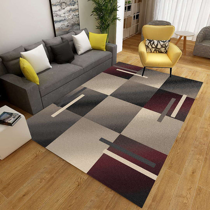 Kalsten | Minimalist 3D Geometric Rug Multi-Color Polypropylene Area Rug Pet-Friendly Non-Slip Machine Washable Rug for Large Room