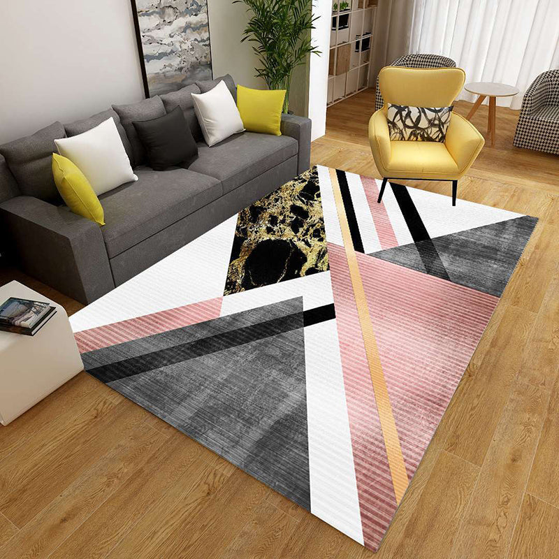 Kalsten | Minimalist 3D Geometric Rug Multi-Color Polypropylene Area Rug Pet-Friendly Non-Slip Machine Washable Rug for Large Room