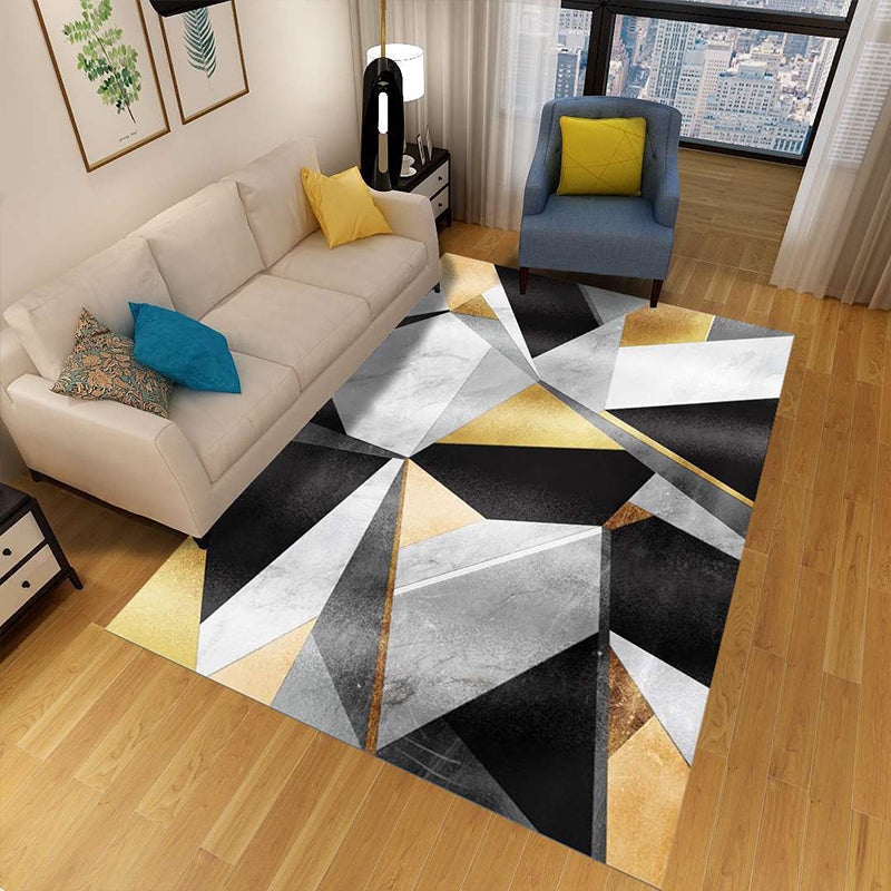 Kalsten | Minimalist 3D Geometric Rug Multi-Color Polypropylene Area Rug Pet-Friendly Non-Slip Machine Washable Rug for Large Room