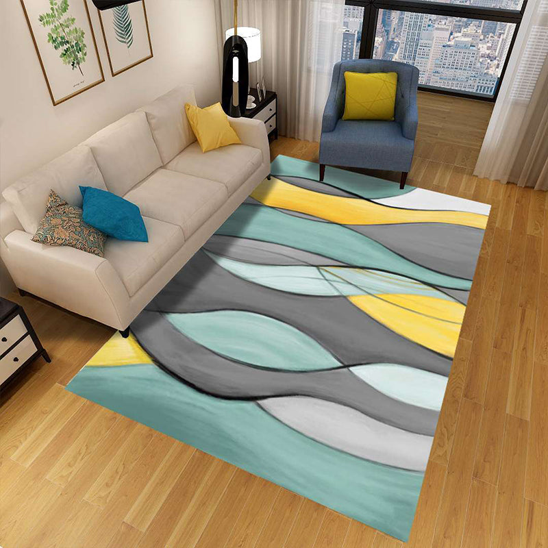 Kalsten | Minimalist 3D Geometric Rug Multi-Color Polypropylene Area Rug Pet-Friendly Non-Slip Machine Washable Rug for Large Room