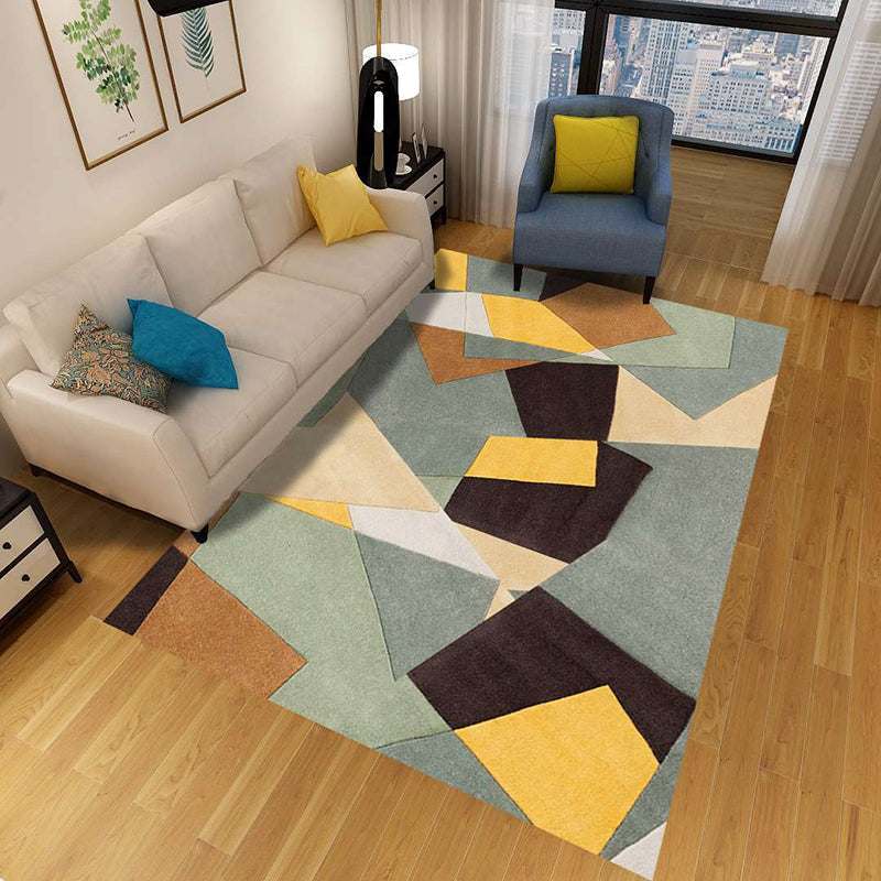Kalsten | Minimalist 3D Geometric Rug Multi-Color Polypropylene Area Rug Pet-Friendly Non-Slip Machine Washable Rug for Large Room