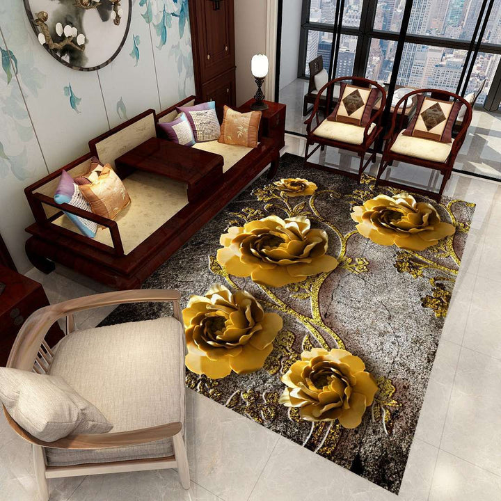 Kalsten | Minimalist 3D Geometric Rug Multi-Color Polypropylene Area Rug Pet-Friendly Non-Slip Machine Washable Rug for Large Room