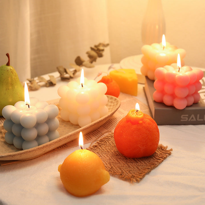 Decorative Realistic Lemon-Shaped Scented Soy Candle with Cotton Wick