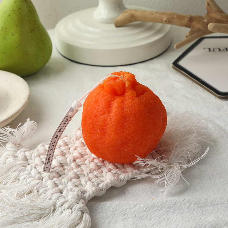 Decorative Realistic Lemon-Shaped Scented Soy Candle with Cotton Wick