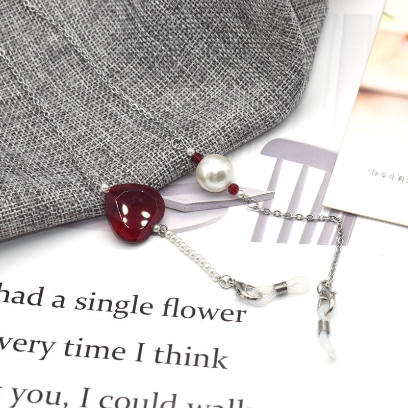 Elegant Heart-Shaped Pendant Eyewear Chain Kalsten