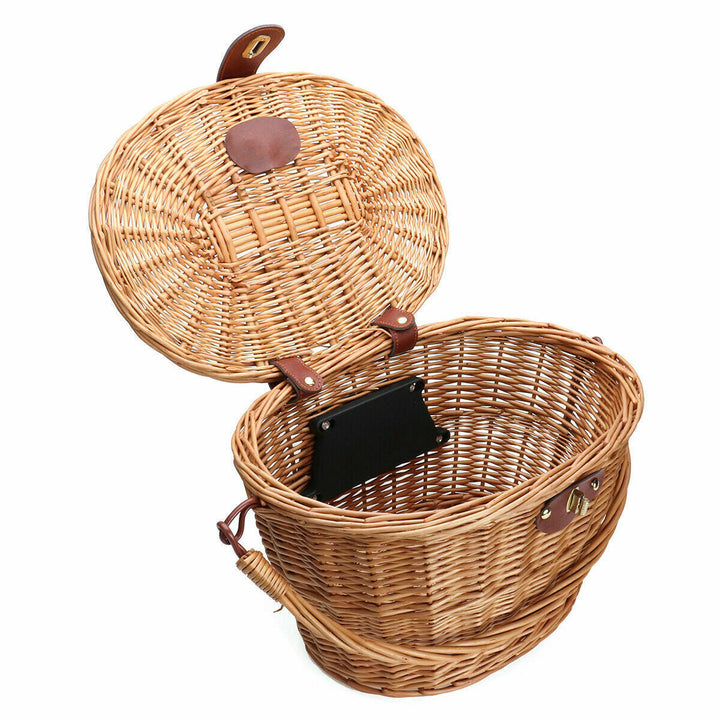 woven rattan bicycle front basket with quick-release mounting system Kalsten