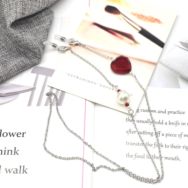Elegant Heart-Shaped Pendant Eyewear Chain Kalsten