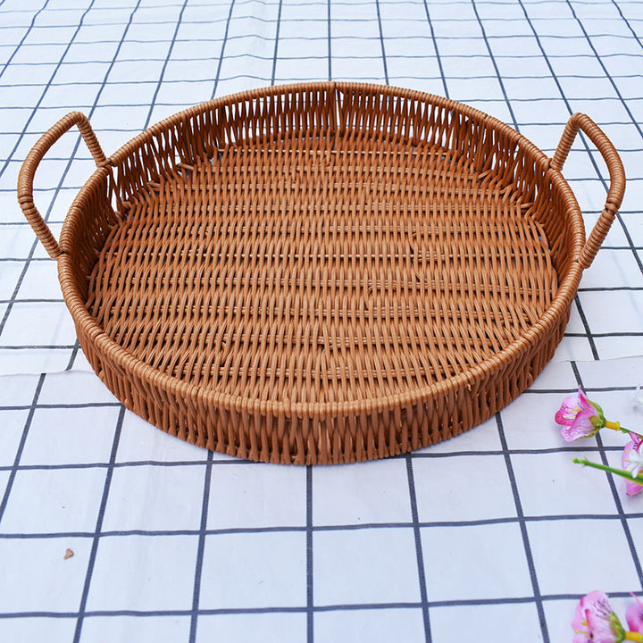 Round Wicker Serving Tray Kalsten