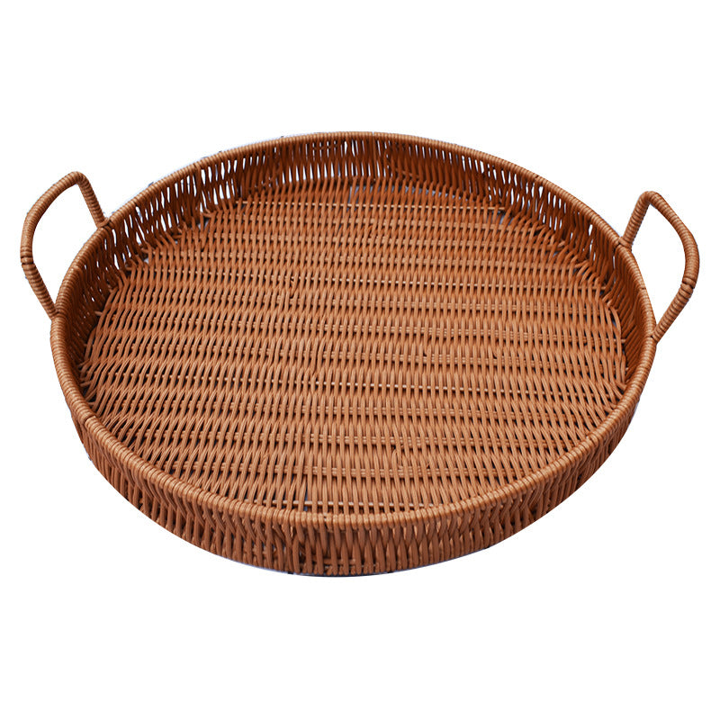 Round Wicker Serving Tray Kalsten