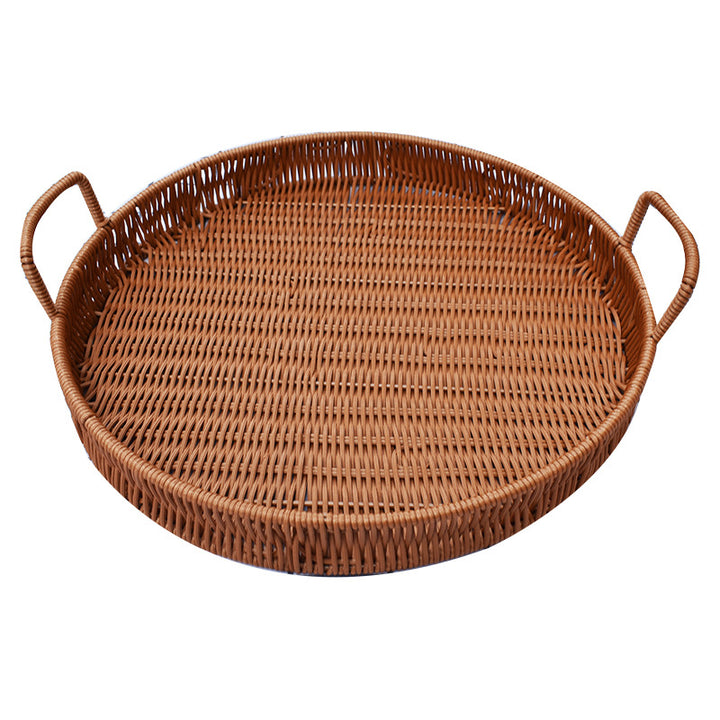 Round Wicker Serving Tray Kalsten