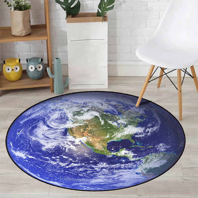 Kalsten | Realistic Multicolor Cosmos Print Rug Polyester Modern Carpet Pet Friendly Non-Slip Machine Washable Rug for Children's Room