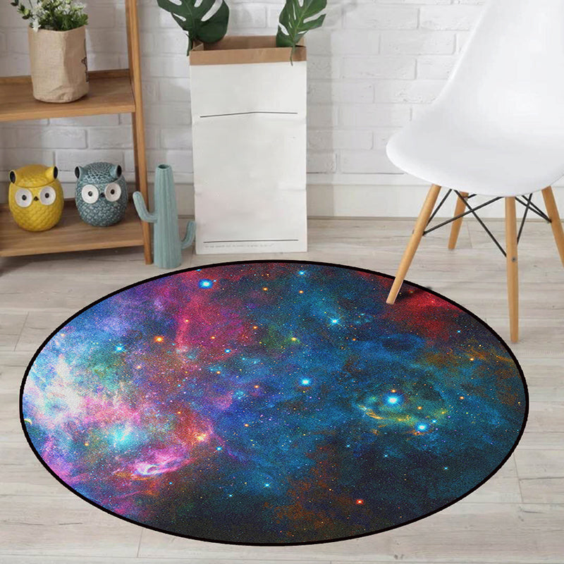 Kalsten | Realistic Multicolor Cosmos Print Rug Polyester Modern Carpet Pet Friendly Non-Slip Machine Washable Rug for Children's Room