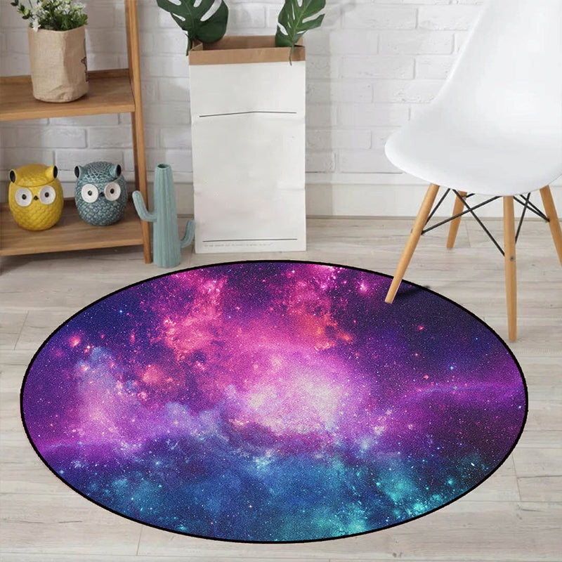 Kalsten | Realistic Multicolor Cosmos Print Rug Polyester Modern Carpet Pet Friendly Non-Slip Machine Washable Rug for Children's Room