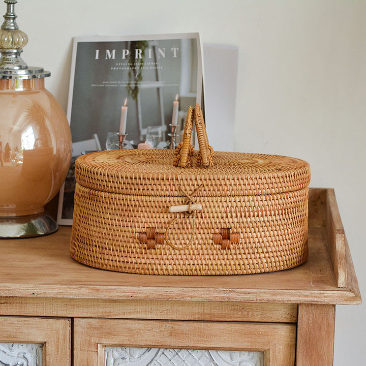 Handcrafted storage basket with double handles Kalsten