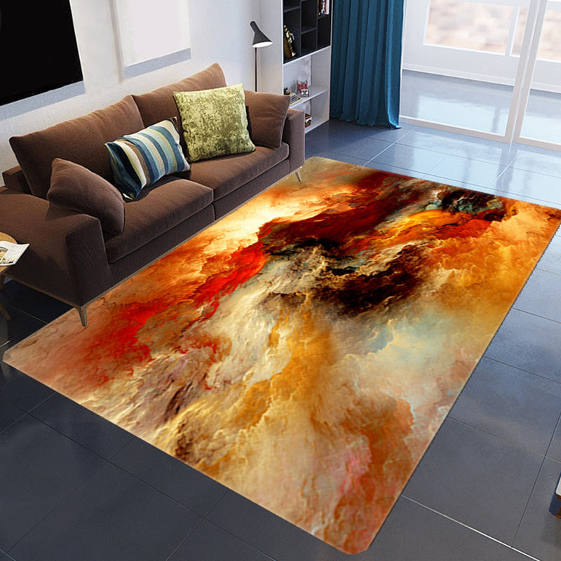 Kalsten | Magnificent 3D Evening Clouds Rug Multicolor Modern Rug Synthetic Washable Stain Resistant Nonslip Back Rug for Living Room