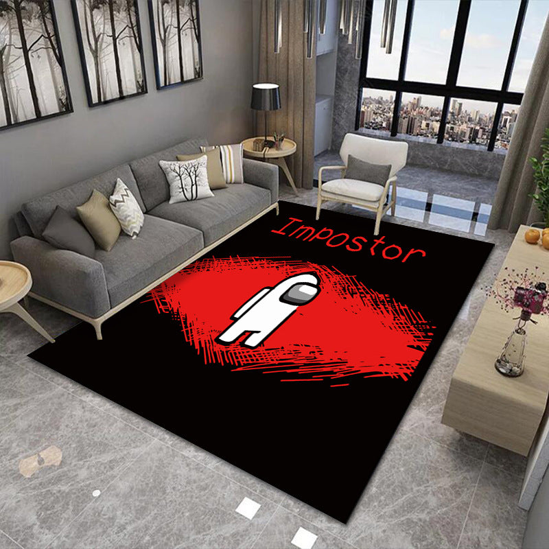 Kalsten | Modern Brain Deception 3D Carpet Black Synthetic Area Rug Machine Washable Stain Resistant Non-Slip Rug for Living Room