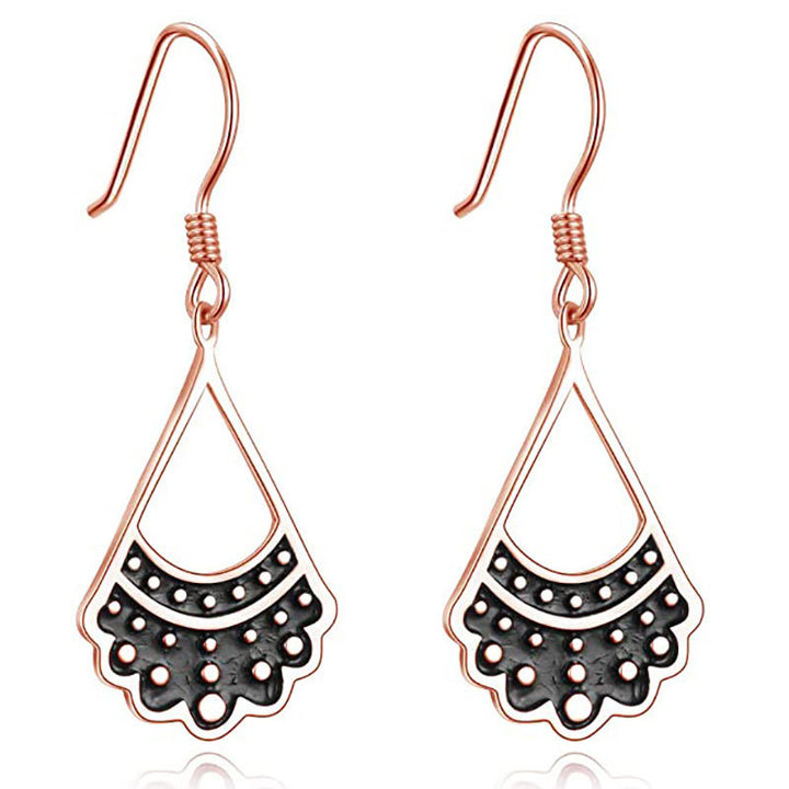 Elegant Gold and Black Fan-Shaped Earrings Kalsten