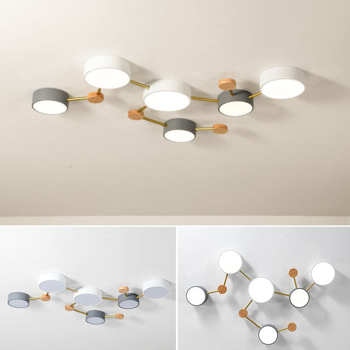 Flush Mount Ceiling Light Iron Solid Wood Acrylic 36W 23.6 in Gray Modern Hallway Living Room Bedroom Lighting | Kalsten