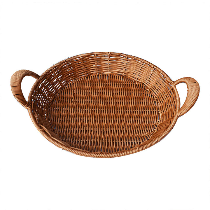 Handwoven Round Serving Basket with Handles Kalsten