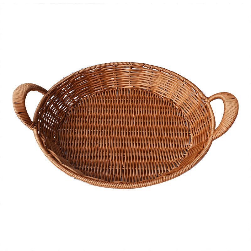 Handwoven Round Serving Basket with Handles Kalsten