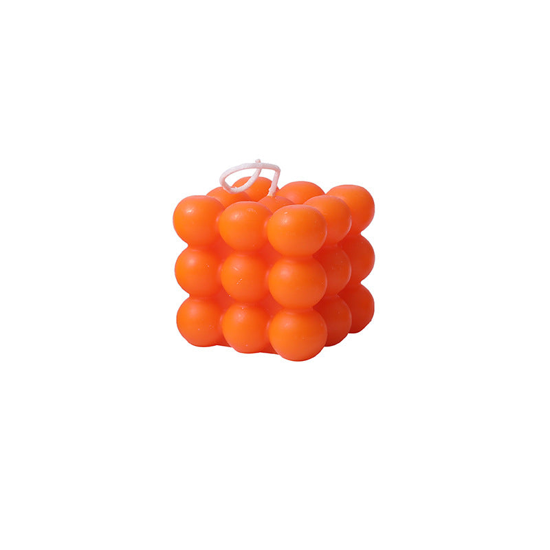 Geometric Bubble-Cube Sculptural Tabletop Wax Candle