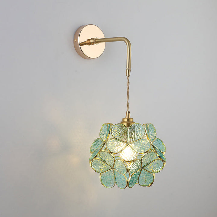 Shaded Glass Wall Light Fixture Vintage Single-Bulb Bedside Wall Mounted Lamp in Gold | Kalsten