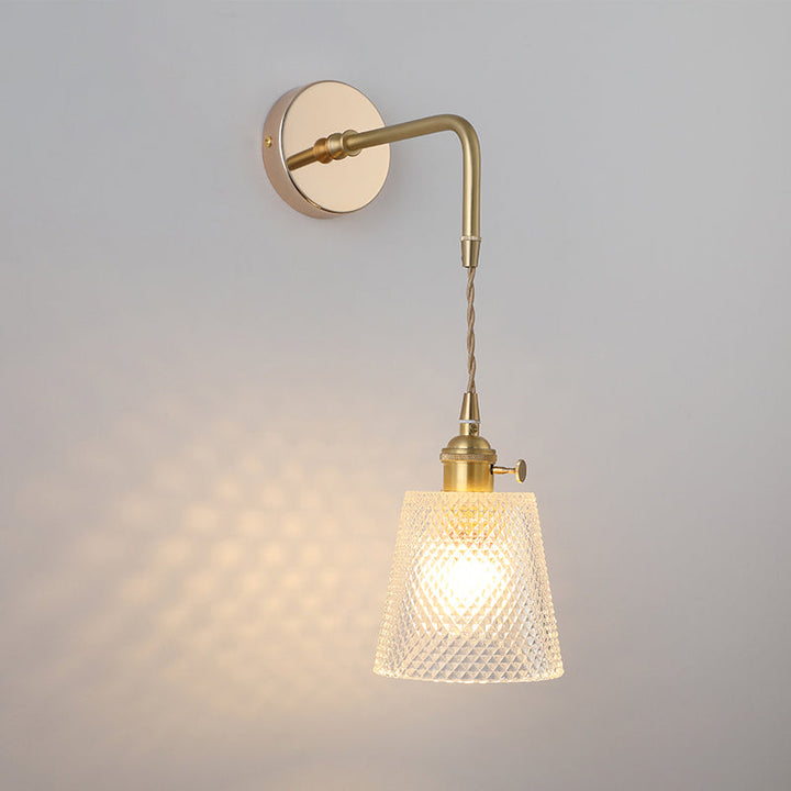 Shaded Glass Wall Light Fixture Vintage Single-Bulb Bedside Wall Mounted Lamp in Gold | Kalsten