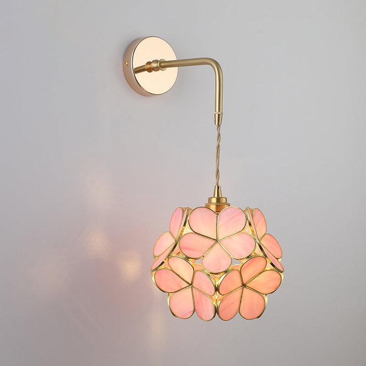 Shaded Glass Wall Light Fixture Vintage Single-Bulb Bedside Wall Mounted Lamp in Gold | Kalsten